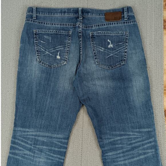 BKE Buckle Tyler Jeans Mens 38R 38X31 Blue Straight Leg Whiskered Distressed - Picture 8 of 14
